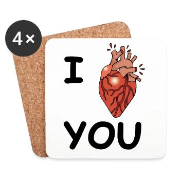 Amour sanguinaire (noir) - Dessous de verre (lot de 4) - blanc - Devant