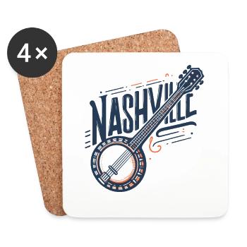 Banjo Guitar Bluegrass Music Nashville - Coasters (set of 4) - white - Front