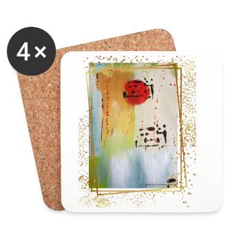 Peinture abstraite inspirée de Carmina Burana - Dessous de verre (lot de 4) - blanc - Devant