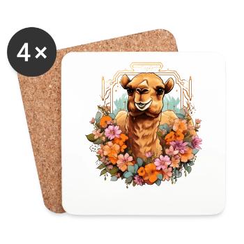 Camel Camel Head Flowers - Coasters (set of 4) - white - Front