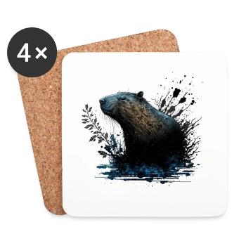 Wasserschwein - Untersetzer (4er-Set) - Weiß - Vorne