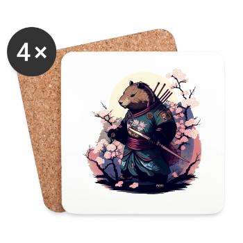 Wasserschwein Samurai Japanische Kunst - Untersetzer (4er-Set) - Weiß - Vorne