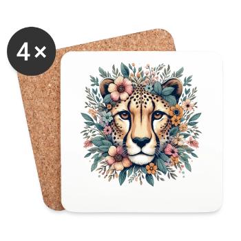 Guépard Fleurs de guépard - Dessous de verre (lot de 4) - blanc - Devant
