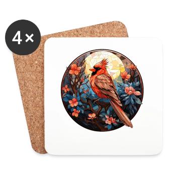 Red Cardinal Vogel - Coasters (set of 4) - white - Front
