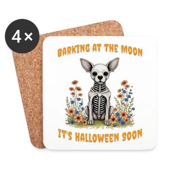 Den Mond anbellen, bald ist Halloween - Untersetzer (4er-Set) - Weiß - Vorne