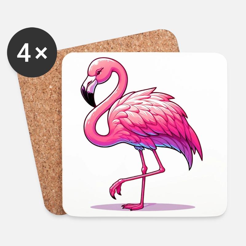 Flamingo - Untersetzer (4er-Set) - Weiß