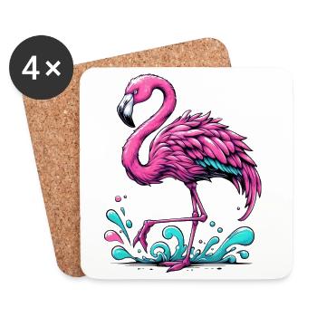 Flamant - Dessous de verre (lot de 4) - blanc - Devant