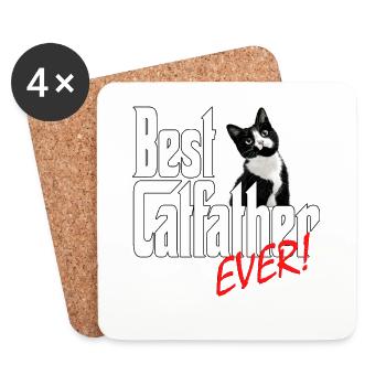 Chat Papa Meilleur Catfather Jamais Fou Chat Père Kitty - Dessous de verre (lot de 4) - blanc - Devant