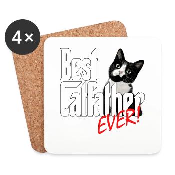 Chat Papa Meilleur Catfather Jamais Fou Chat Père Kitty - Dessous de verre (lot de 4) - blanc - Devant