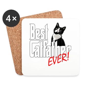 Chat Papa Meilleur Catfather Jamais Fou Chat Père Kitty - Dessous de verre (lot de 4) - blanc - Devant