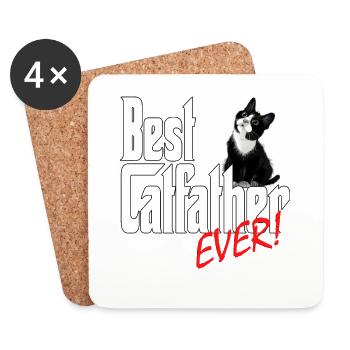 Chat Papa Meilleur Catfather Jamais Fou Chat Père Kitty - Dessous de verre (lot de 4) - blanc - Devant