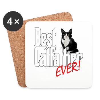 Chat Papa Meilleur Catfather Jamais Fou Chat Père Kitty - Dessous de verre (lot de 4) - blanc - Devant