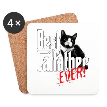 Chat Papa Meilleur Catfather Jamais Fou Chat Père Kitty - Dessous de verre (lot de 4) - blanc - Devant