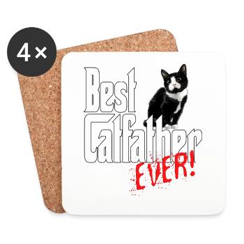 Chat Papa Meilleur Catfather Jamais Fou Chat Père Kitty - Dessous de verre (lot de 4) - blanc - Devant