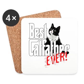 Chat Papa Meilleur Catfather Jamais Fou Chat Père Kitty - Dessous de verre (lot de 4) - blanc - Devant