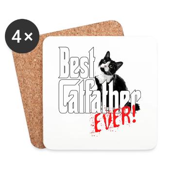 Chat Papa Meilleur Catfather Jamais Fou Chat Père Kitty - Dessous de verre (lot de 4) - blanc - Devant