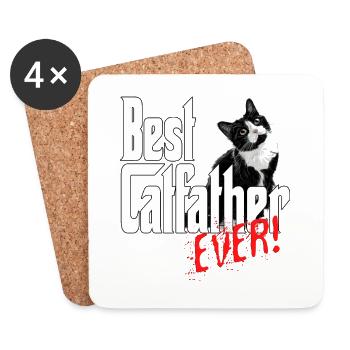 Chat Papa Meilleur Catfather Jamais Fou Chat Père Kitty - Dessous de verre (lot de 4) - blanc - Devant