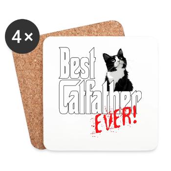 Chat Papa Meilleur Catfather Jamais Fou Chat Père Kitty - Dessous de verre (lot de 4) - blanc - Devant
