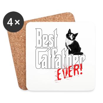 Chat Papa Meilleur Catfather Jamais Fou Chat Père Kitty - Dessous de verre (lot de 4) - blanc - Devant