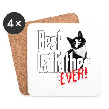 Chat Papa Meilleur Catfather Jamais Fou Chat Père Kitty - Dessous de verre (lot de 4) - blanc - Devant
