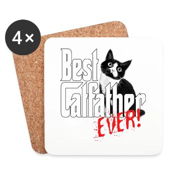 Chat Papa Meilleur Catfather Jamais Fou Chat Père Kitty - Dessous de verre (lot de 4) - blanc - Devant