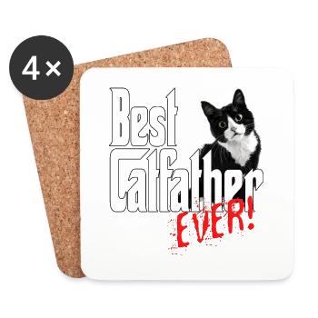 Chat Papa Meilleur Catfather Jamais Fou Chat Père Kitty - Dessous de verre (lot de 4) - blanc - Devant