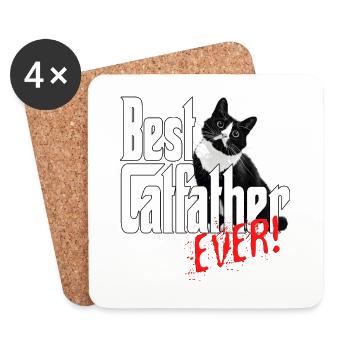 Chat Papa Meilleur Catfather Jamais Fou Chat Père Kitty - Dessous de verre (lot de 4) - blanc - Devant