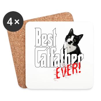 Chat Papa Meilleur Catfather Jamais Fou Chat Père Kitty - Dessous de verre (lot de 4) - blanc - Devant