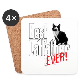Chat Papa Meilleur Catfather Jamais Fou Chat Père Kitty - Dessous de verre (lot de 4) - blanc - Devant
