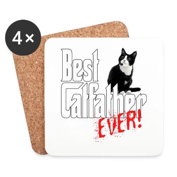 Chat Papa Meilleur Catfather Jamais Fou Chat Père Kitty - Dessous de verre (lot de 4) - blanc - Devant