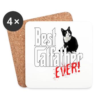 Chat Papa Meilleur Catfather Jamais Fou Chat Père Kitty - Dessous de verre (lot de 4) - blanc - Devant