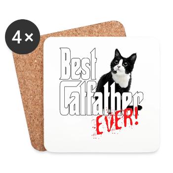 Chat Papa Meilleur Catfather Jamais Fou Chat Père Kitty - Dessous de verre (lot de 4) - blanc - Devant