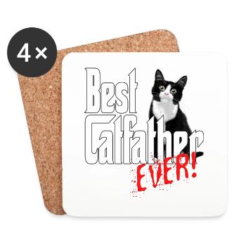 Chat Papa Meilleur Catfather Jamais Fou Chat Père Kitty - Dessous de verre (lot de 4) - blanc - Devant