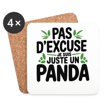 Keine Ausrede, ich bin nur ein lustiger tierischer Panda - Untersetzer (4er-Set) - Weiß - Vorne