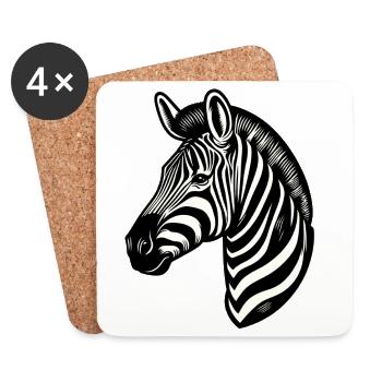 Zebra - Untersetzer (4er-Set) - Weiß - Vorne