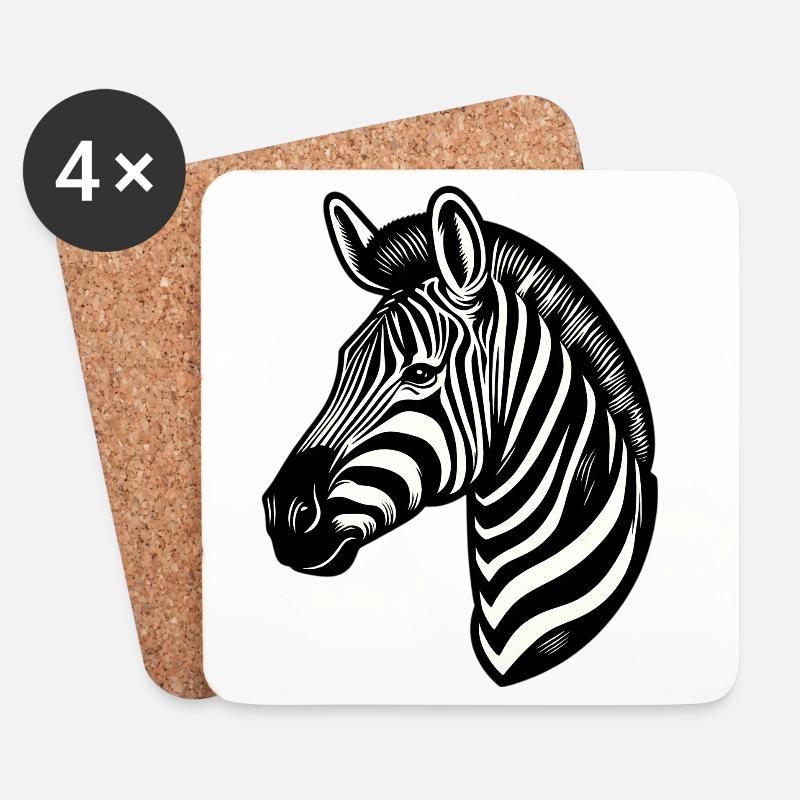 Zebra - Untersetzer (4er-Set) - Weiß