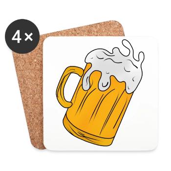 Bier trinken Bierkrug Bierglas Maß - Untersetzer (4er-Set) - Weiß - Vorne