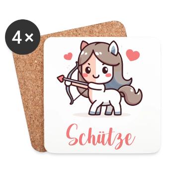 Schütze Design für Sternzeichen-Fans – Kawaii - Untersetzer (4er-Set) - Weiß - Vorne