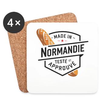 Made in Normandy Tested and Approved Funny Norman - Coasters (set of 4) - white - Front