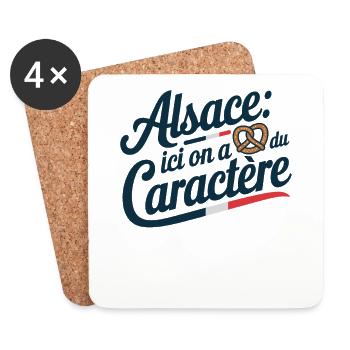 Alsace On A Du Caractère Bretzel Humour Alsacien - Dessous de verre (lot de 4) - blanc - Devant
