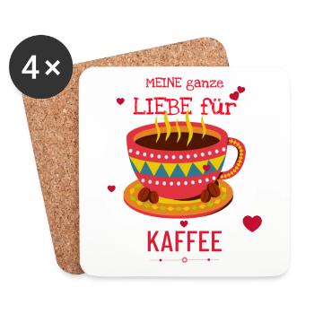 Meine Ganze Liebe Für Kaffee - Untersetzer (4er-Set) - Weiß - Vorne