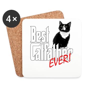 Chat Papa Meilleur Catfather Jamais Fou Chat Père Kitty - Dessous de verre (lot de 4) - blanc - Devant