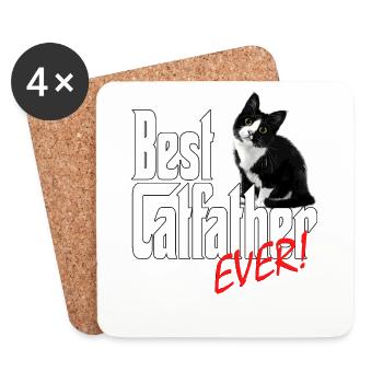 Chat Papa Meilleur Catfather Jamais Fou Chat Père Kitty - Dessous de verre (lot de 4) - blanc - Devant
