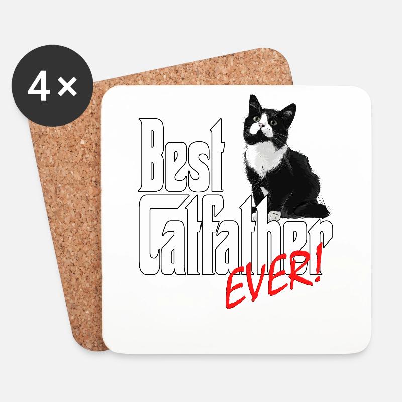 Cat Dad Best Catfather Ever Crazy Cat Father Kitty - Untersetzer (4er-Set) - Weiß