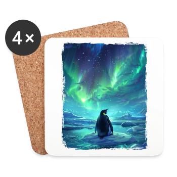 Nordlichter Tier Aurora Borealis Pinguin - Untersetzer (4er-Set) - Weiß - Vorne