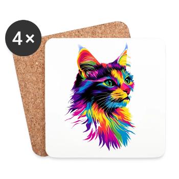 Cat Norwegian Forest Cat Norwegian Forest Cats - Coasters (set of 4) - white - Front