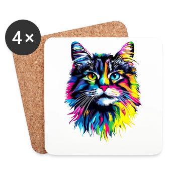 Cat Norwegian Forest Cat Norwegian Forest Cats - Coasters (set of 4) - white - Front