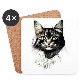 Katze Norwegische Waldkatze Norweger Wald Katzen - Untersetzer (4er-Set) - Weiß - Vorne