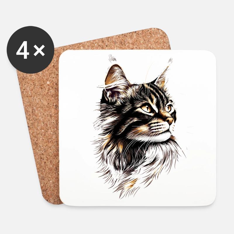 Katze Norwegische Waldkatze Norweger Wald Katzen - Untersetzer (4er-Set) - Weiß