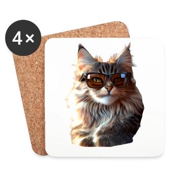 Katze Norwegische Waldkatze Norweger Wald Katzen - Untersetzer (4er-Set) - Weiß - Vorne